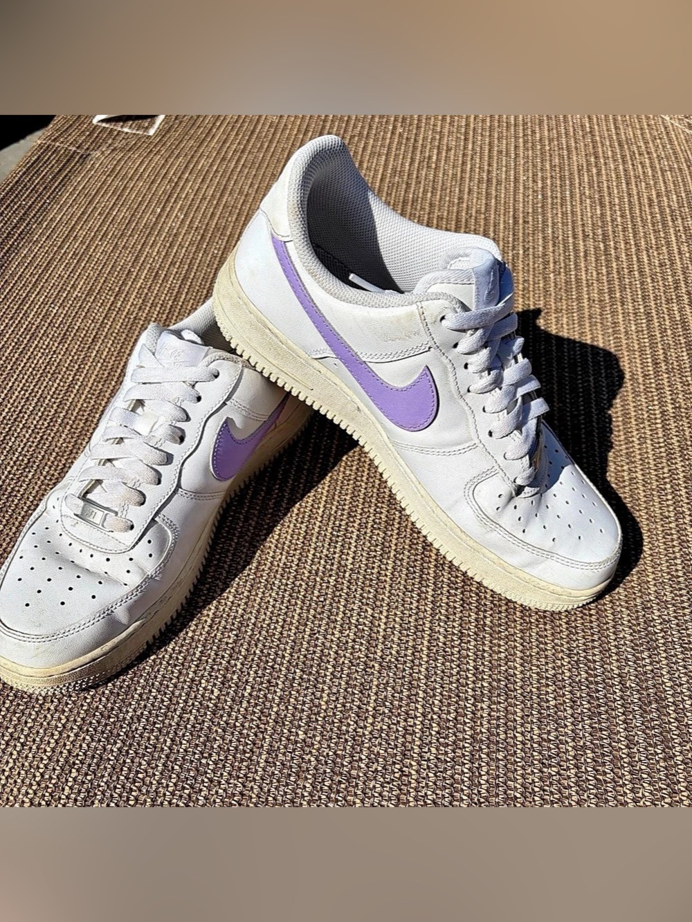 Custom Nike Air Force 1 07 Low White Purple Sneakers Size 10